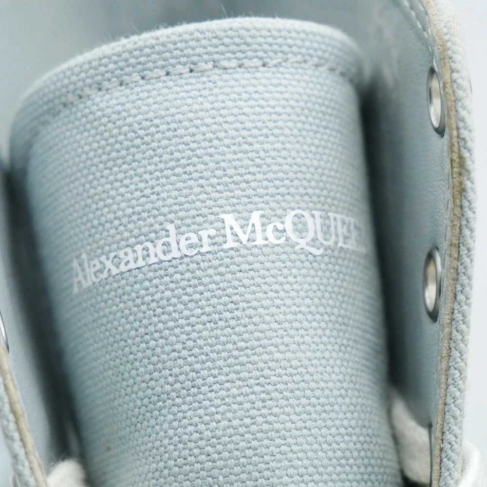 Alexander McQueen Tread Slick High Top Canvas Sneakers Grey 604254 Size 44
